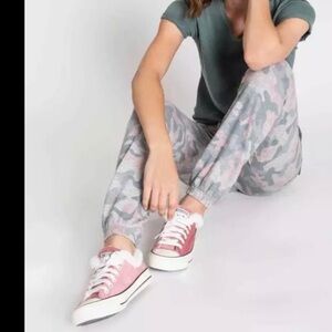 PJ Salvage Pink Velour fleece lined low top dusty pink sneakers